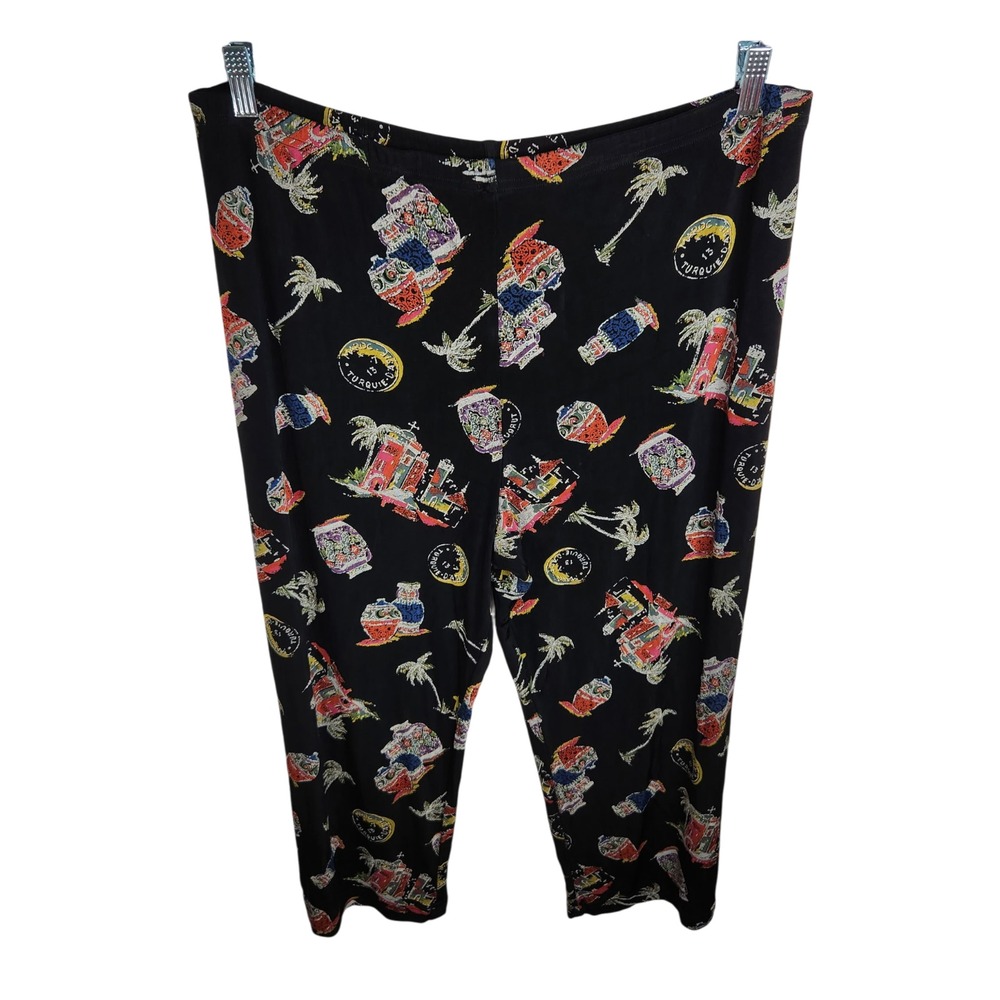 Coldwater Creek‎ Crop Pants XL Pull On Turkish Theme Slinky Acetate Casual